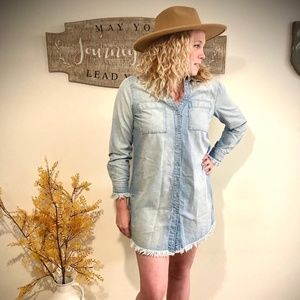 Gorgeous chambray dress with destroyed hem